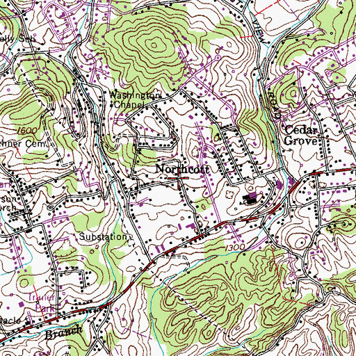 Topographic Map of Northcott, TN