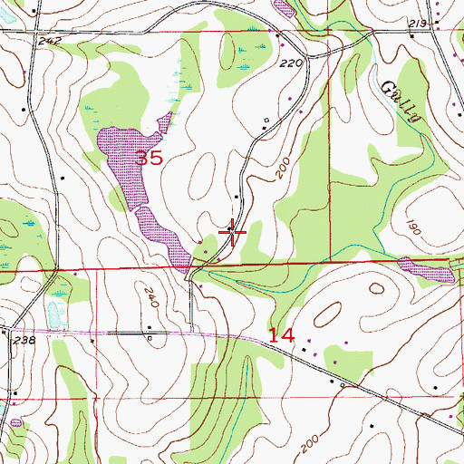 Topographic Map of Mack Snell Dam, AL