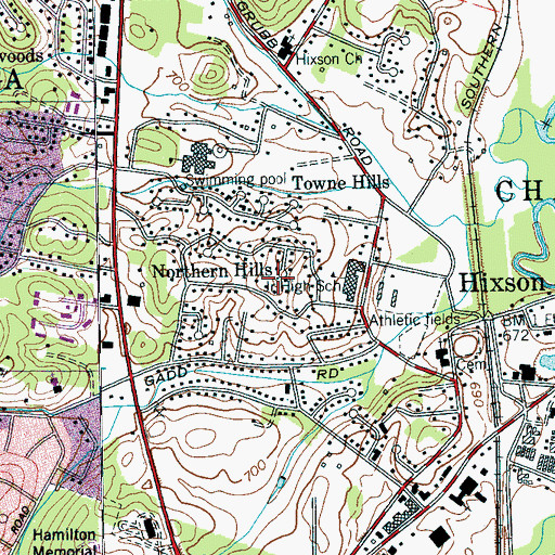 Topographic Map of Northern Hills, TN
