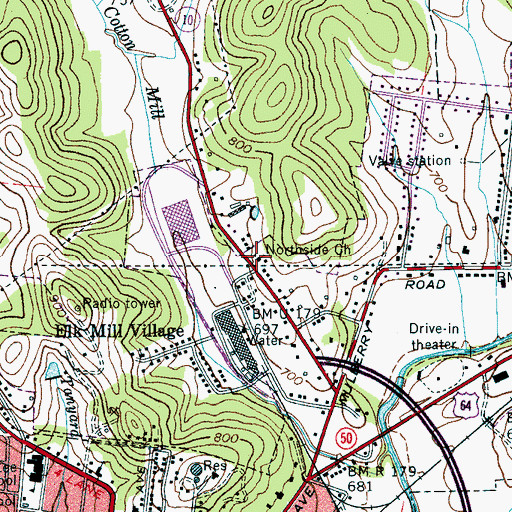 Topographic Map of Northside Church, TN