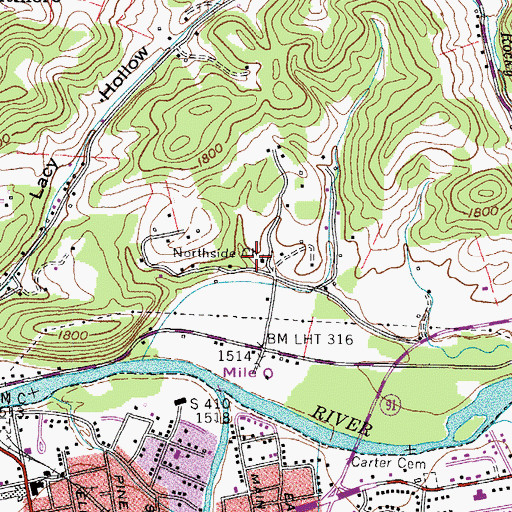 Topographic Map of Northside Church, TN