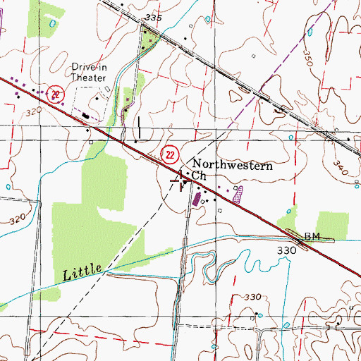 Topographic Map of Northwestern Church, TN