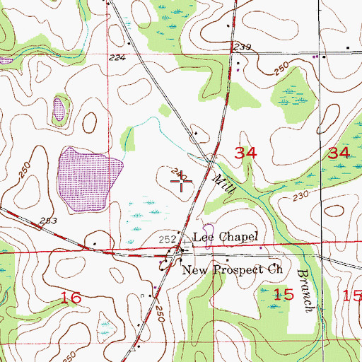 Topographic Map of Paul Kennedy Number 1 Dam, AL
