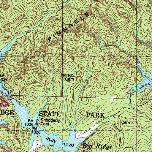 Topographic Map of Norton Cemetery, TN