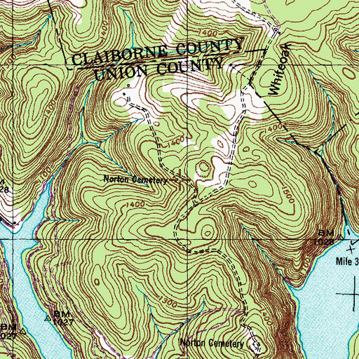 Topographic Map of Norton Cemetery, TN