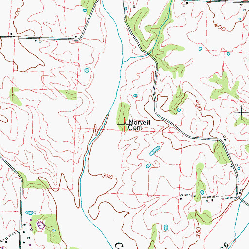 Topographic Map of Norvell Cemetery, TN