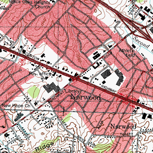 Topographic Map of Norwood, TN