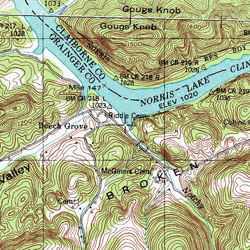 Topographic Map of Notchy Creek, TN