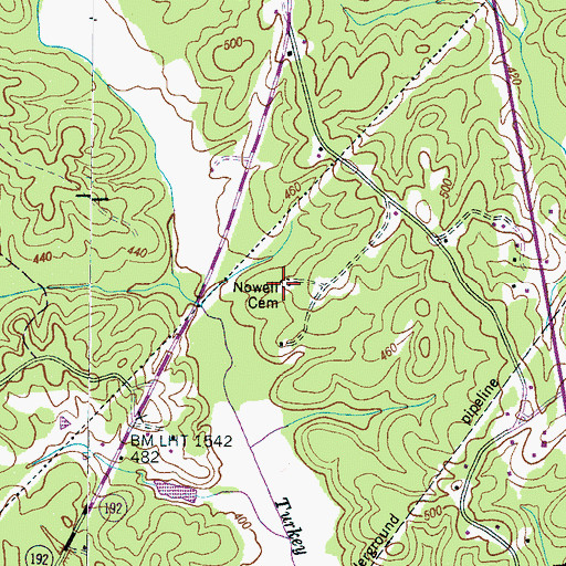 Topographic Map of Nowell Cemetery, TN