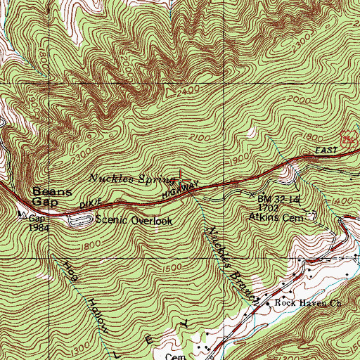 Topographic Map of Nuckles Spring, TN