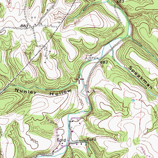 Topographic Map of Nunley Hollow, TN