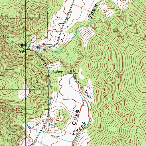 Topographic Map of Nunleys Cove, TN