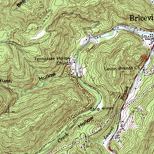 Topographic Map of Nunn Hollow, TN
