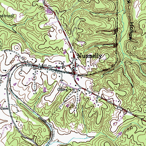 Topographic Map of Nunnelly, TN