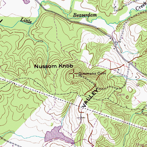 Topographic Map of Nussom Knob, TN