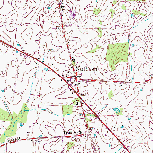 Topographic Map of Nutbush, TN