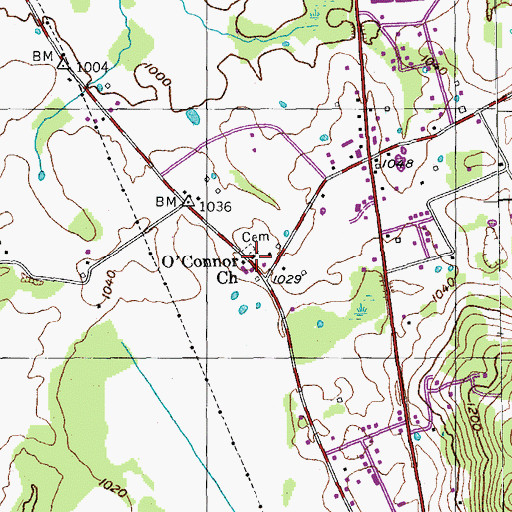Topographic Map of O'Connor Church, TN