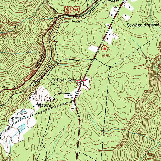 Topographic Map of O'Dear Cemetery, TN