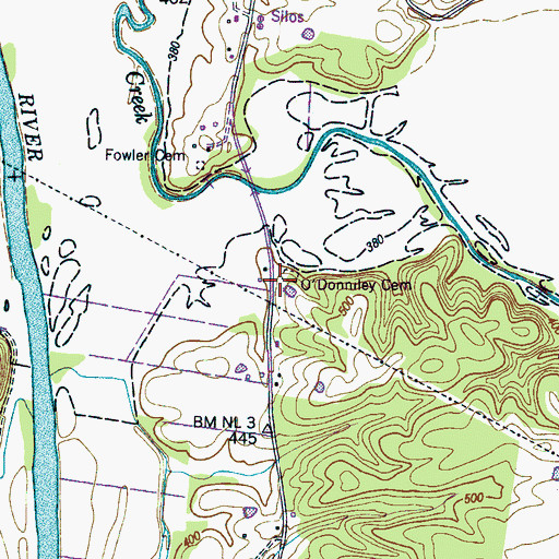 Topographic Map of O'Donniley Cemetery, TN