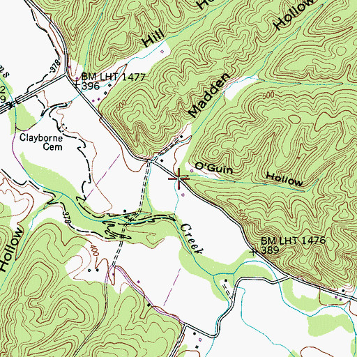 Topographic Map of O'Guin Hollow, TN
