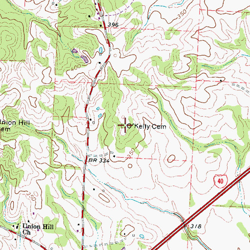 Topographic Map of O'Kelly Cemetery, TN