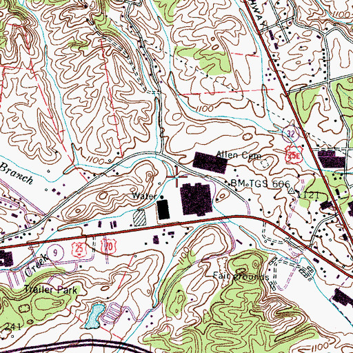 Topographic Map of O'Neil Branch, TN