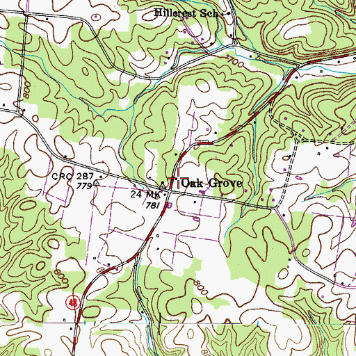 Topographic Map of Oak Grove, TN