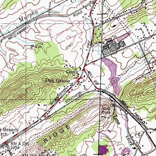 Topographic Map of Oak Grove, TN