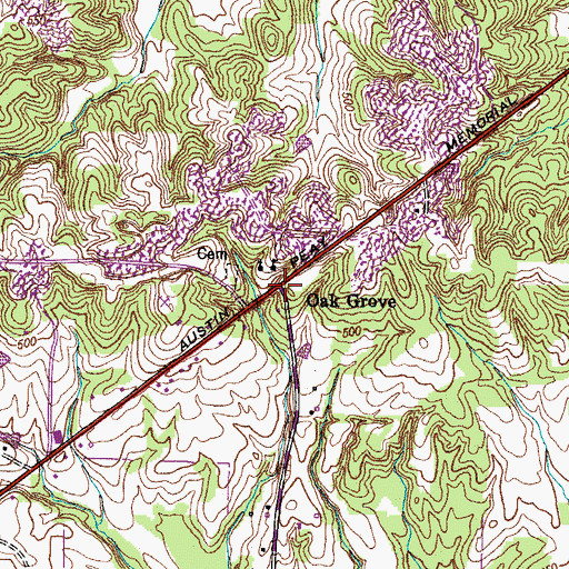 Topographic Map of Oak Grove, TN