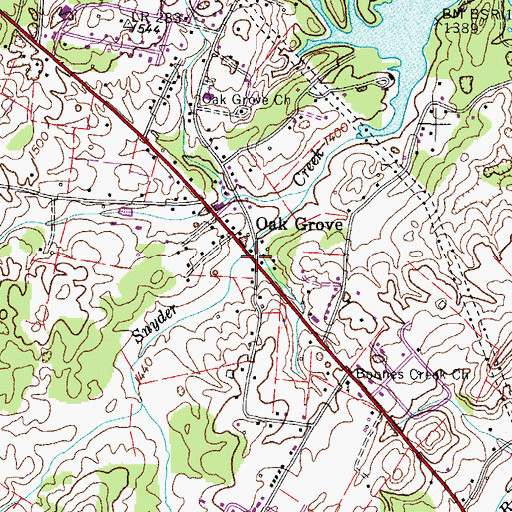 Topographic Map of Oak Grove, TN