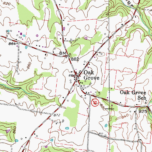 Topographic Map of Oak Grove, TN