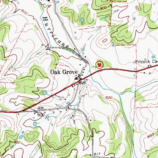 Topographic Map of Oak Grove, TN