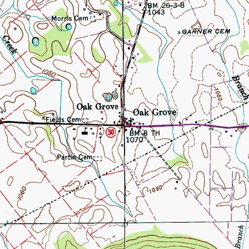 Topographic Map of Oak Grove, TN