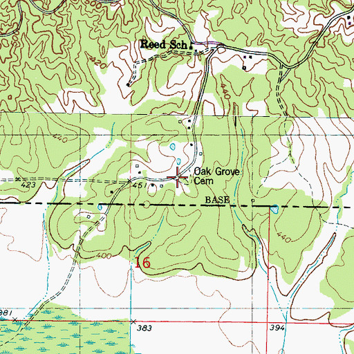 Topographic Map of Oak Grove Cemetery, TN