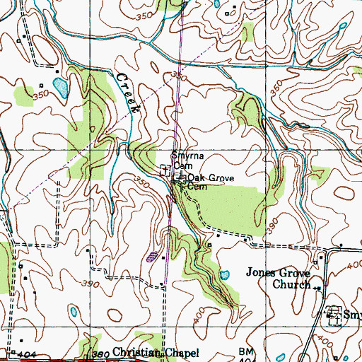 Topographic Map of Oak Grove Cemetery, TN