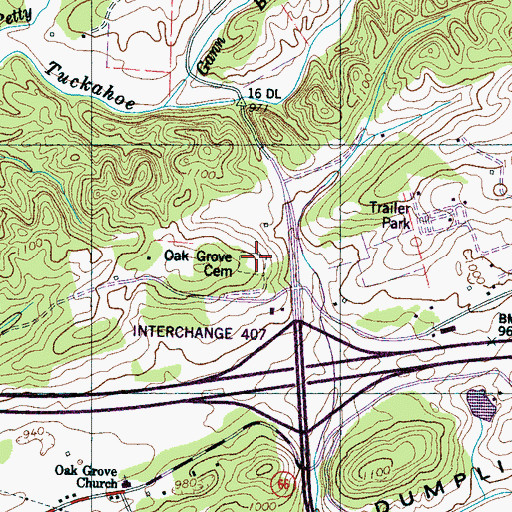 Topographic Map of Oak Grove Cemetery, TN