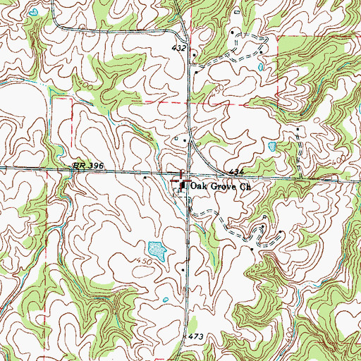 Topographic Map of Oak Grove Baptist Church, TN