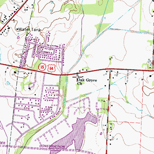 Topographic Map of Oak Grove Church, TN