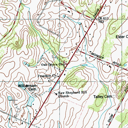 Topographic Map of Oak Grove Church, TN