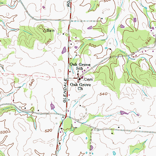 Topographic Map of Oak Grove Church, TN