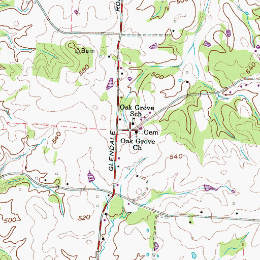 Topographic Map of Oak Grove Church, TN