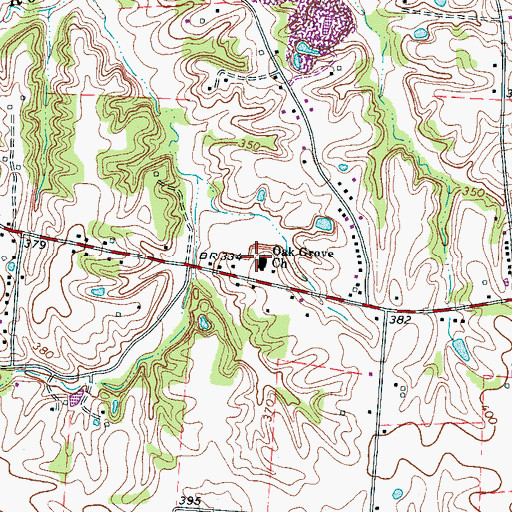 Topographic Map of Oak Grove Baptist Church, TN