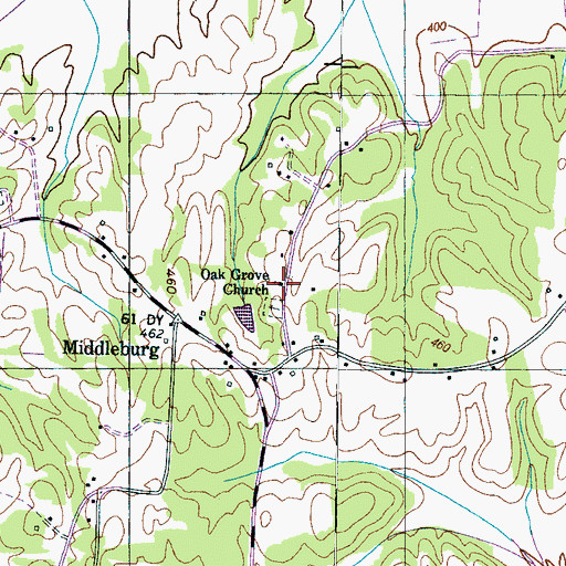 Topographic Map of Oak Grove Church, TN