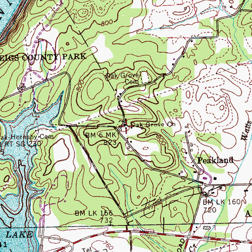 Topographic Map of Oak Grove Church, TN