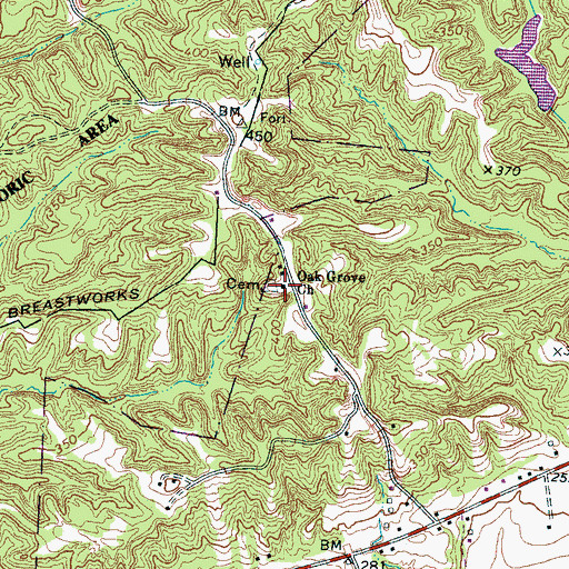 Topographic Map of Oak Grove Church, TN