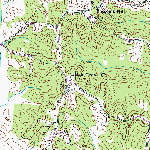 Topographic Map of Oak Grove Church, TN
