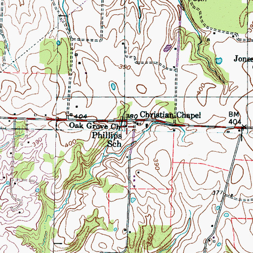 Topographic Map of Oak Grove Church, TN