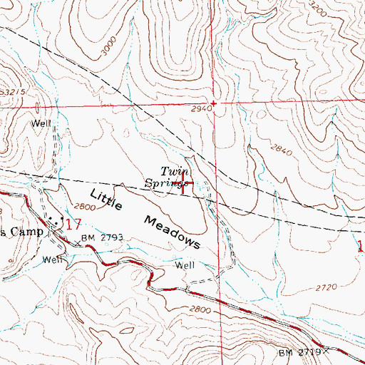 Topographic Map of Twin Springs, AZ