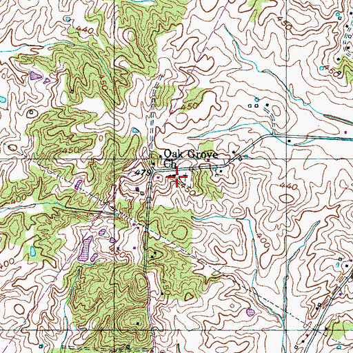 Topographic Map of Oak Grove Baptist Church, TN