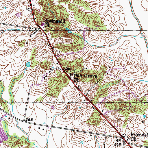 Topographic Map of Oak Grove Church, TN